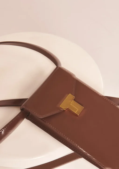 Pochette 8 Bis taupe en cuir