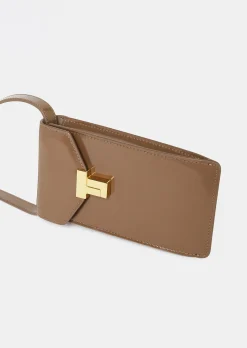 Pochette 8 Bis taupe en cuir