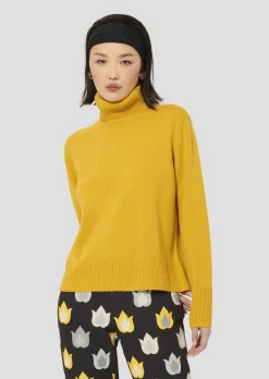Pull Palia jaune en laine merinos et alpaga