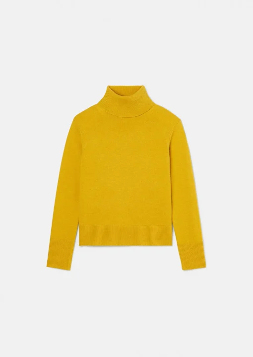 Pull Palia jaune en laine merinos et alpaga