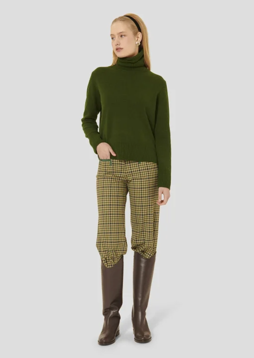 Pull Palia vert en laine merinos et alpaga