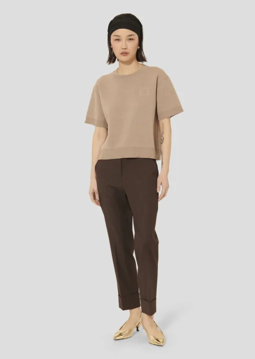 Pull Pamelia marron en laine merinos