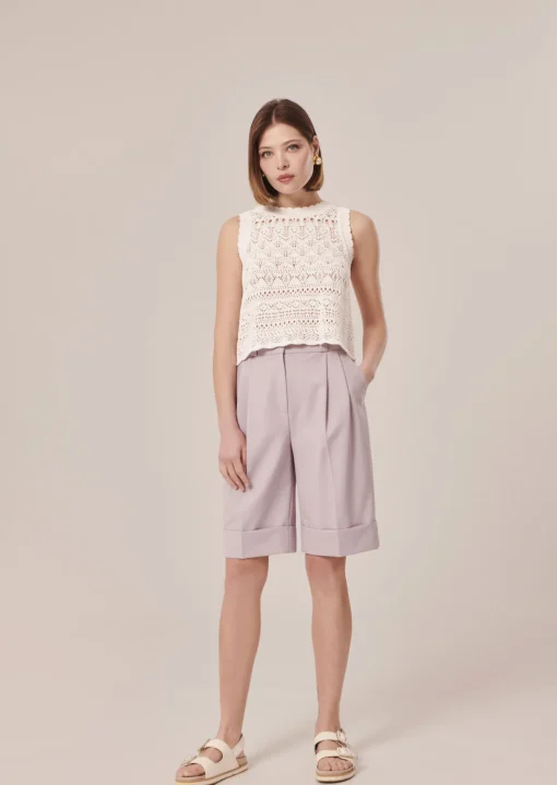 Pull Pianna blanc en maille crochet