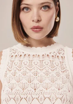 Pull Pianna blanc en maille crochet