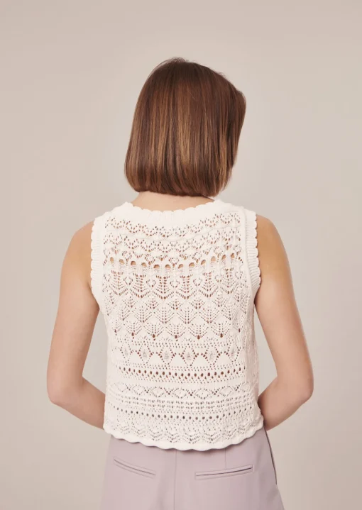 Pull Pianna blanc en maille crochet