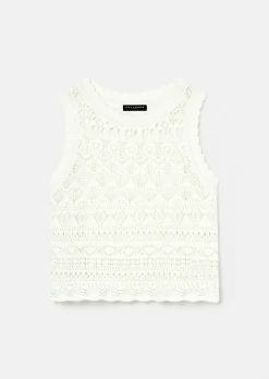 Pull Pianna blanc en maille crochet