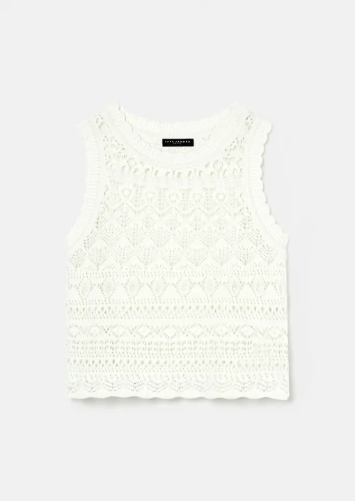 Pull Pianna blanc en maille crochet