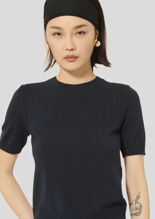 Pull Pica bleu nuit en laine merinos extrafine