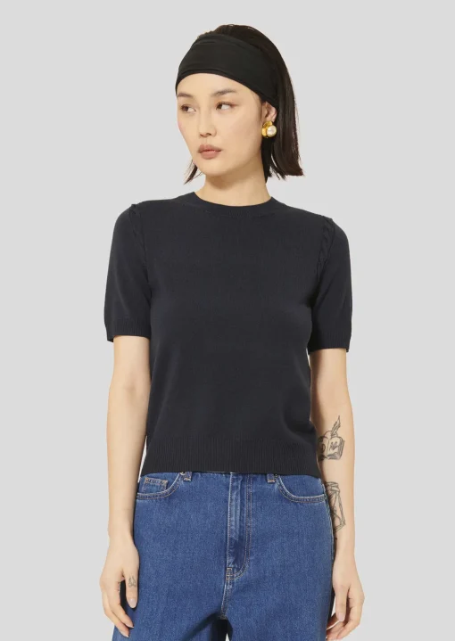 Pull Pica bleu nuit en laine merinos extrafine