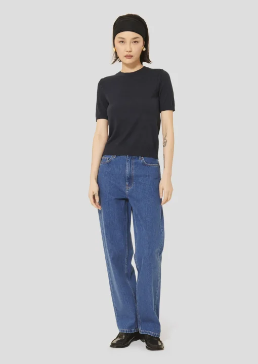 Pull Pica bleu nuit en laine merinos extrafine