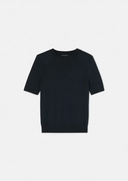 Pull Pica bleu nuit en laine merinos extrafine