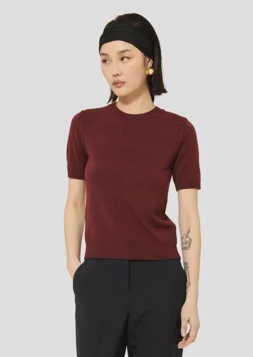 Pull Pica bordeaux en laine merinos extrafine