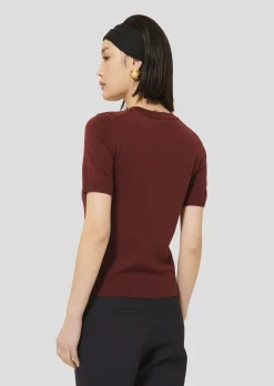 Pull Pica bordeaux en laine merinos extrafine