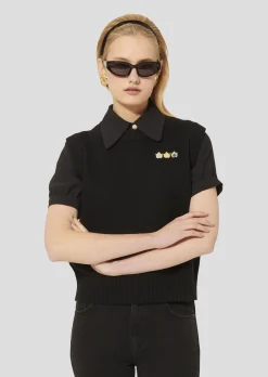 Pull Pimprenelle noir en laine et coton