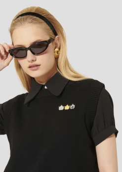 Pull Pimprenelle noir en laine et coton