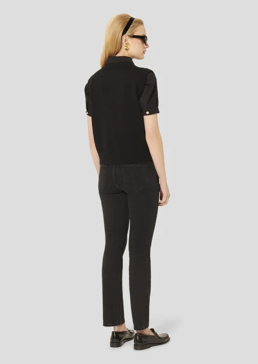 Pull Pimprenelle noir en laine et coton