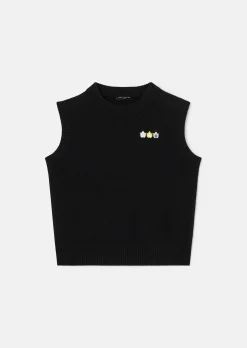 Pull Pimprenelle noir en laine et coton