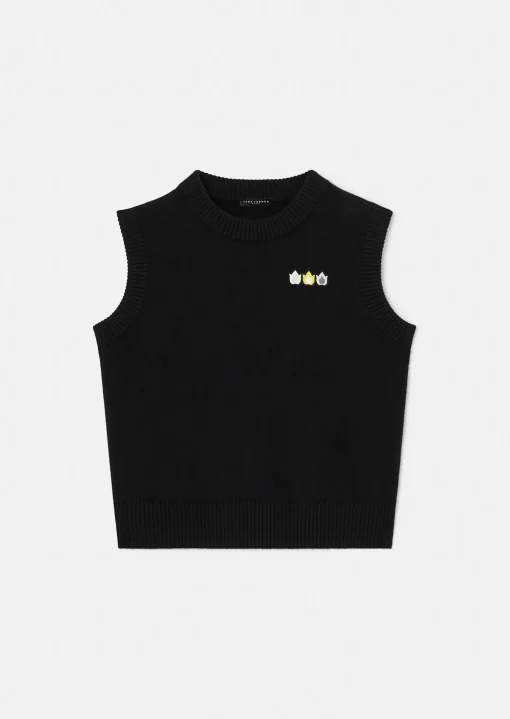 Pull Pimprenelle noir en laine et coton