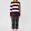 Pull Poetesse bordeaux à rayures en laine