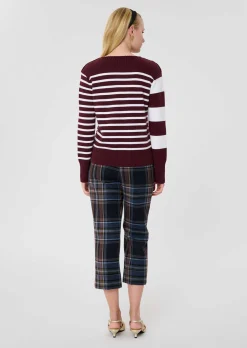Pull Poetesse bordeaux à rayures en laine