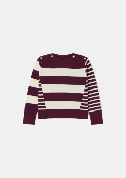 Pull Poetesse bordeaux à rayures en laine