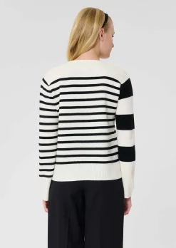Pull Poetesse écru à rayures en laine