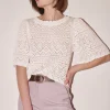 Pull Prealpino blanc en maille crochet