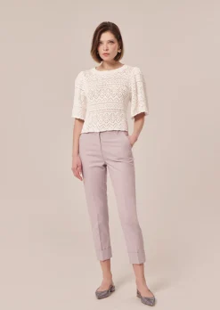 Pull Prealpino blanc en maille crochet