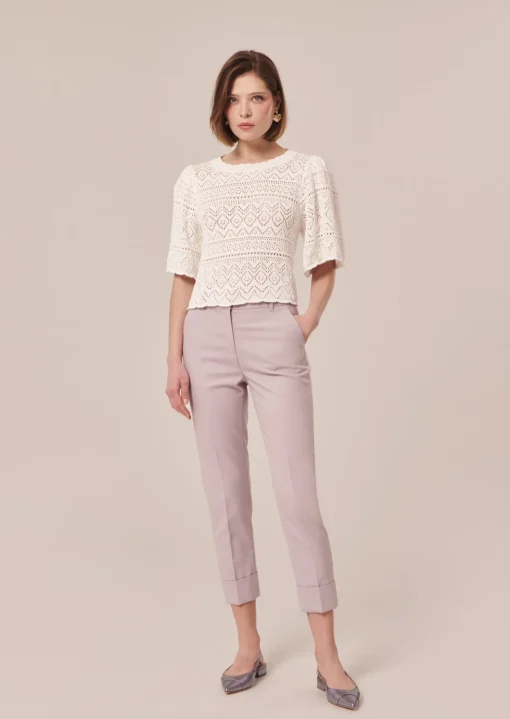 Pull Prealpino blanc en maille crochet