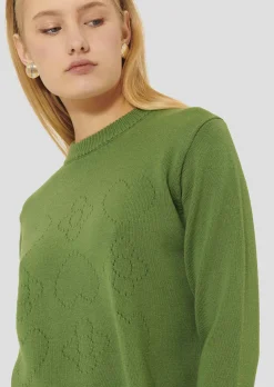 Pull Preppy vert en laine merinos