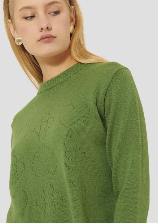 Pull Preppy vert en laine merinos