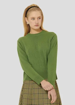 Pull Preppy vert en laine merinos