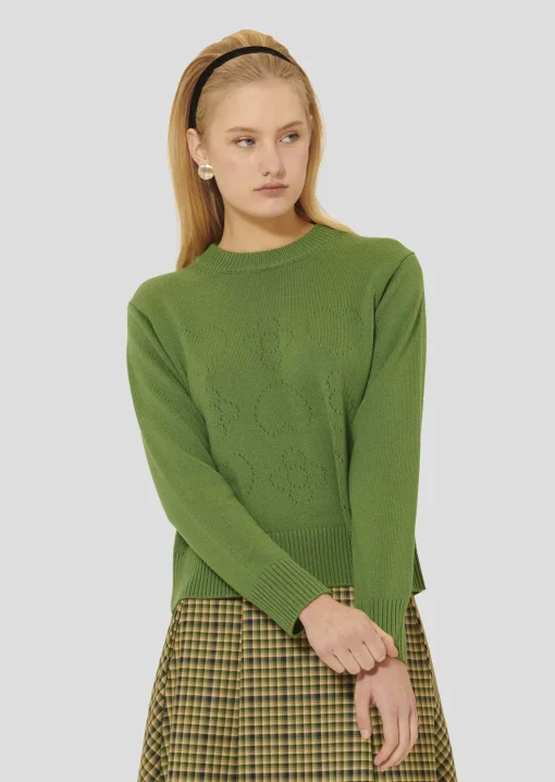 Pull Preppy vert en laine merinos