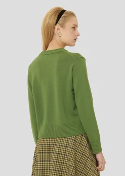 Pull Preppy vert en laine merinos