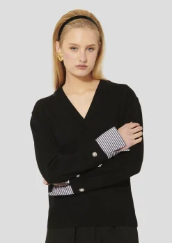 Pull Primrose noir en laine merinos