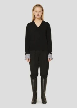Pull Primrose noir en laine merinos