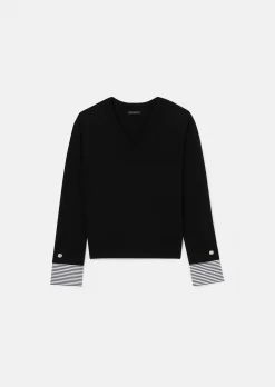 Pull Primrose noir en laine merinos