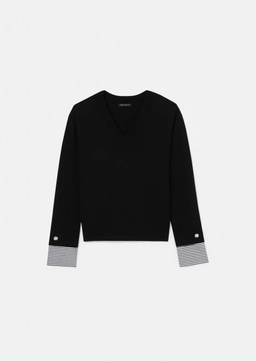 Pull Primrose noir en laine merinos