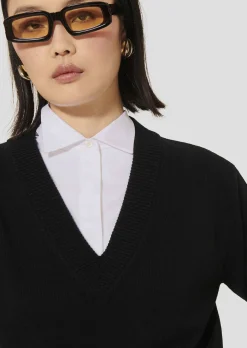 Pull Prisca noir en laine merinos et alpaga