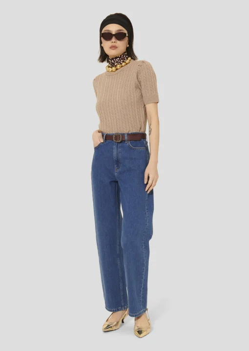 Pull Priyanka marron en laine merinos