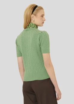 Pull Priyanka vert en laine merinos