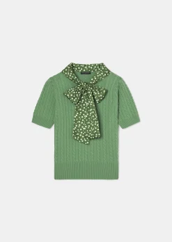Pull Priyanka vert en laine merinos