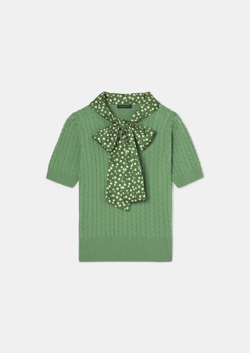 Pull Priyanka vert en laine merinos