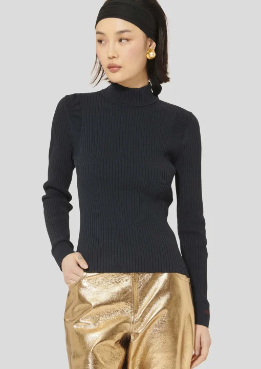 Pull Prudie bleu nuit côtelé
