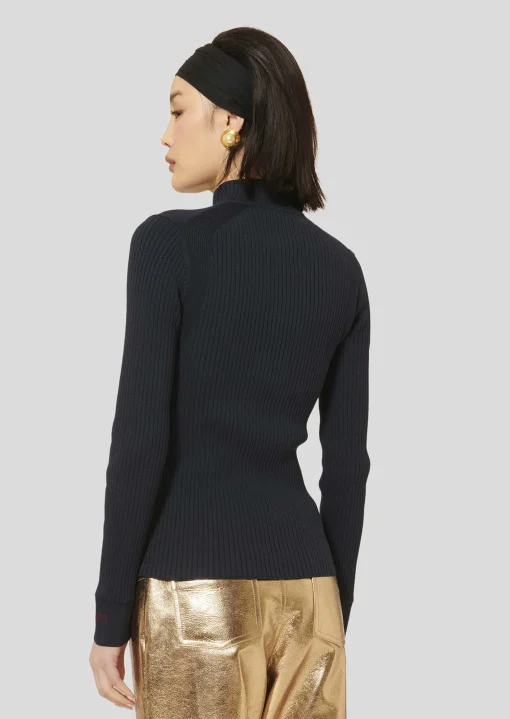 Pull Prudie bleu nuit côtelé