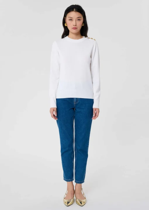 Pull Prunette écru en laine