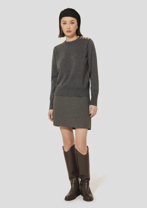 Pull Prunette gris en laine