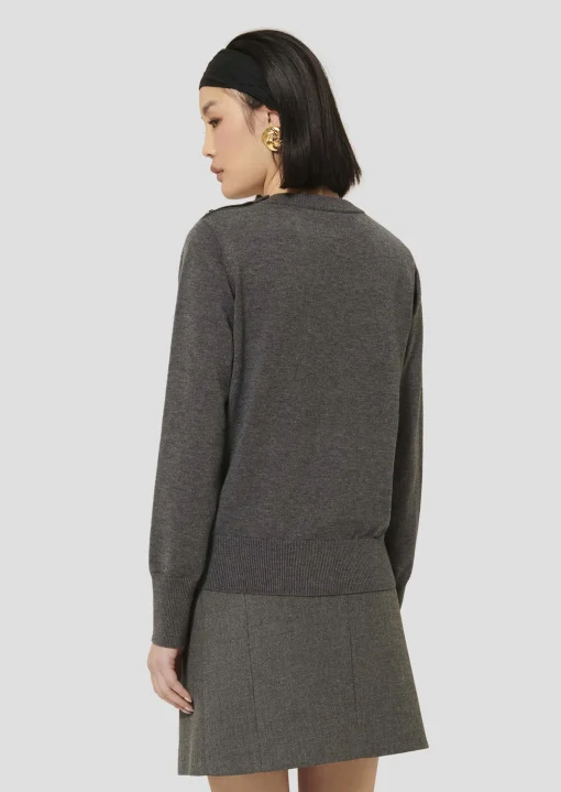 Pull Prunette gris en laine