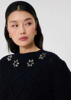 Pull Psyche bleu nuit en laine merinos