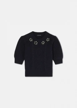 Pull Psyche bleu nuit en laine merinos